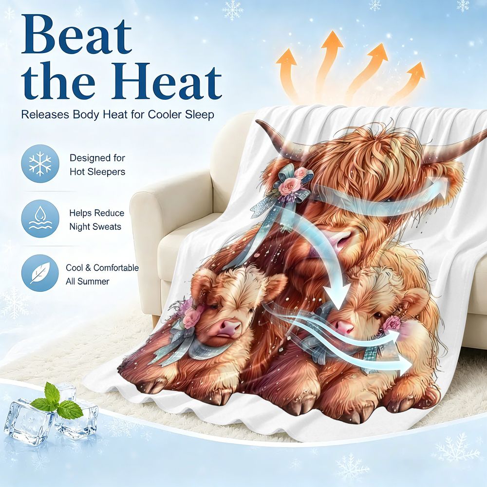 Highland Home Textiles - Highland Cow Cooling Blanket for Hot
