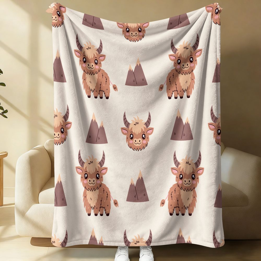 Cute Highland Cow Print Flanne - Highland Home Textiles ulasan dan harga