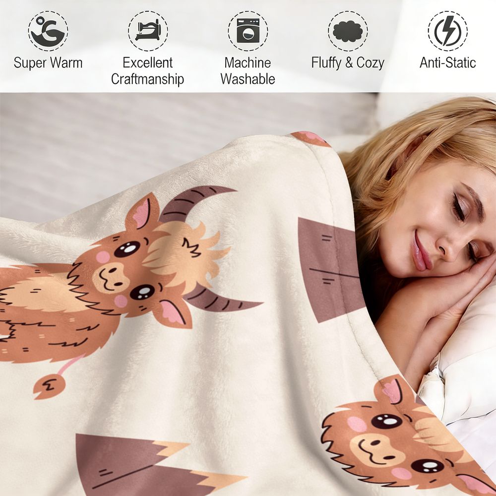 Cute Highland Cow Print Flanne - Highland Home Textiles ulasan dan harga