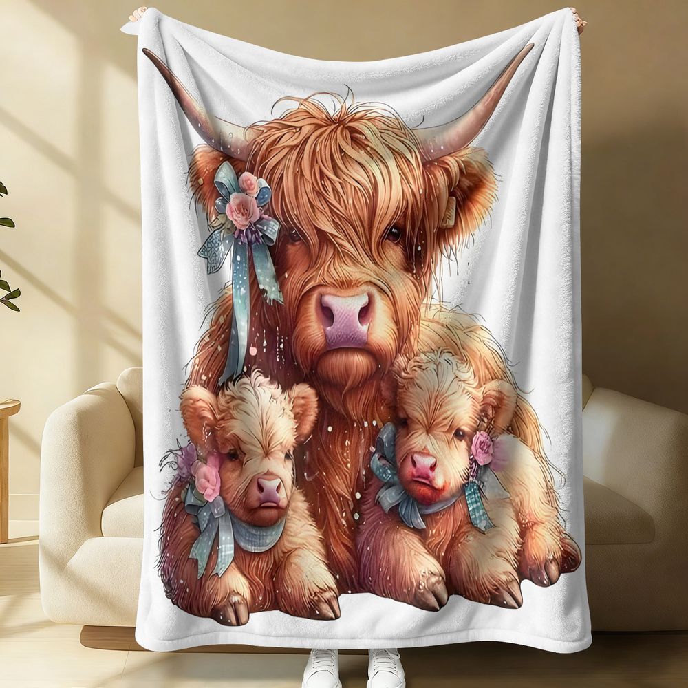 Highland Cow Print Blanket Fla - Highland Home Textiles ulasan dan harga