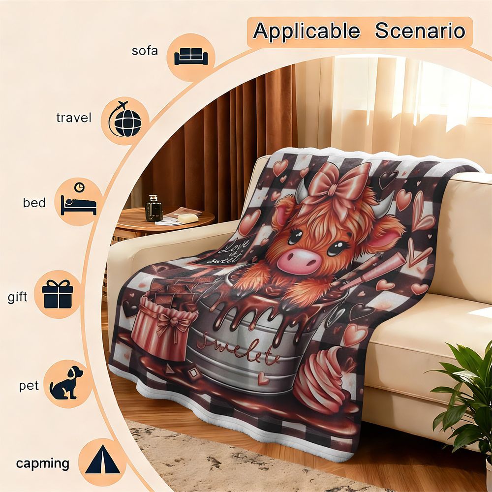 Cute Highland Cattle Printed F - Highland Home Textiles ulasan dan harga
