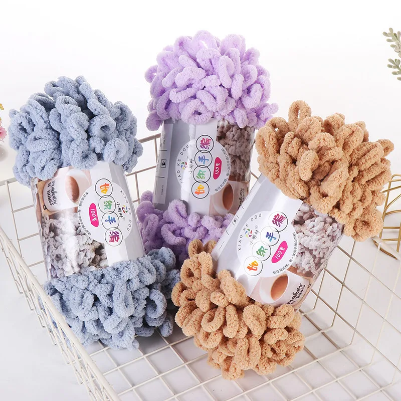 5pcs100g/Roll Puffy Finger Loo - Throw Blanket Chunky Knit ulasan dan harga