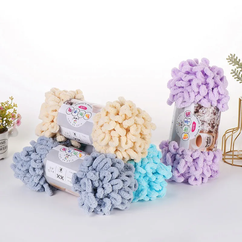 5pcs100g/Roll Puffy Finger Loo - Throw Blanket Chunky Knit ulasan dan harga