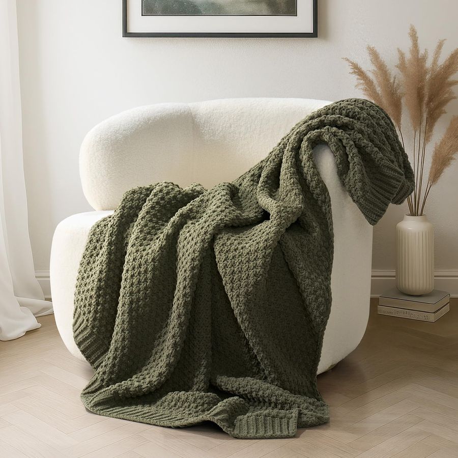 Chunky Chenille Knit Throw Bla - Throw Blanket Chunky Knit ulasan dan harga