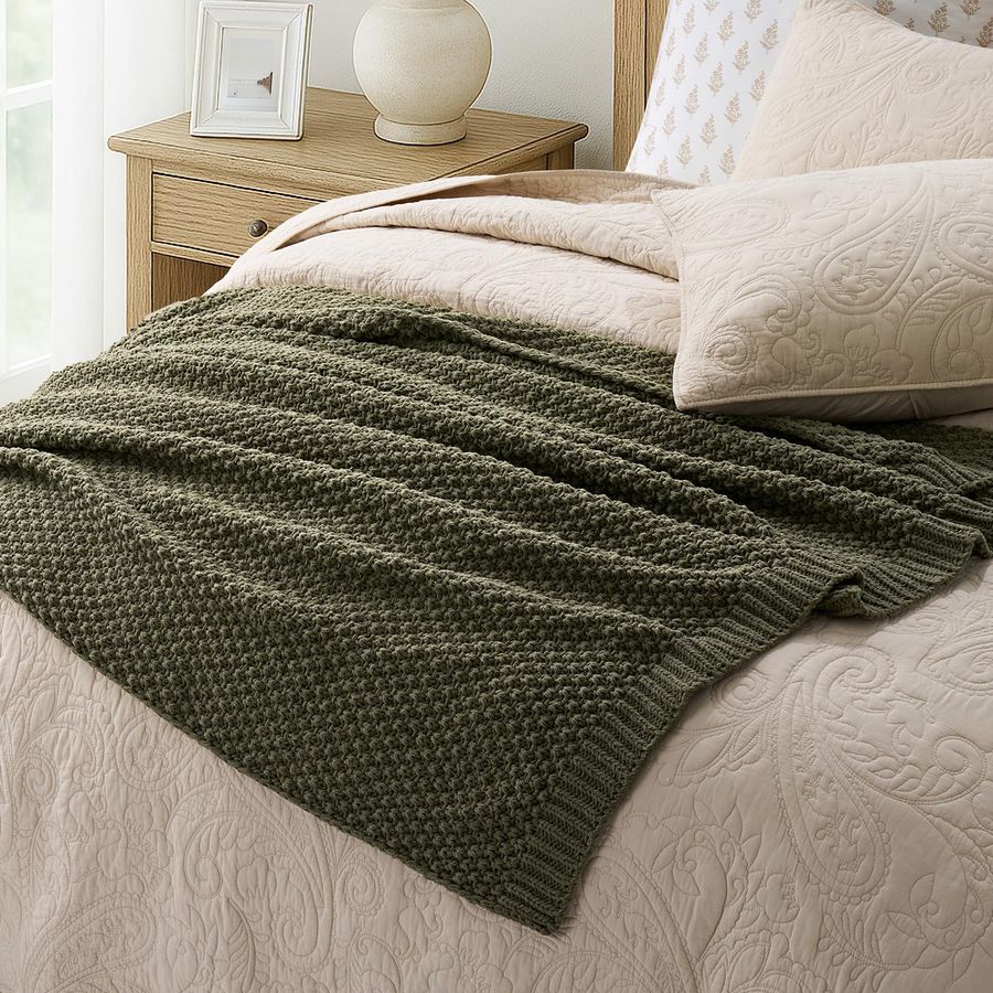 Chunky Chenille Knit Throw Bla - Throw Blanket Chunky Knit ulasan dan harga