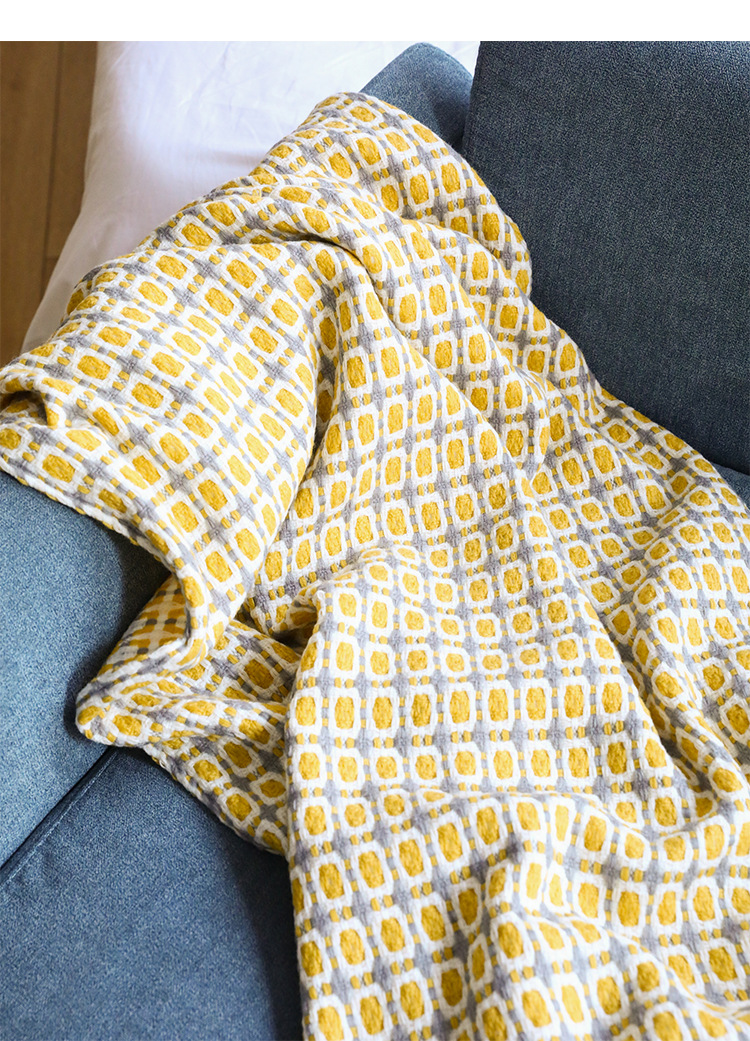 Mustard Yellow Nordic Knitted  - Throw Blanket Chunky Knit ulasan dan harga