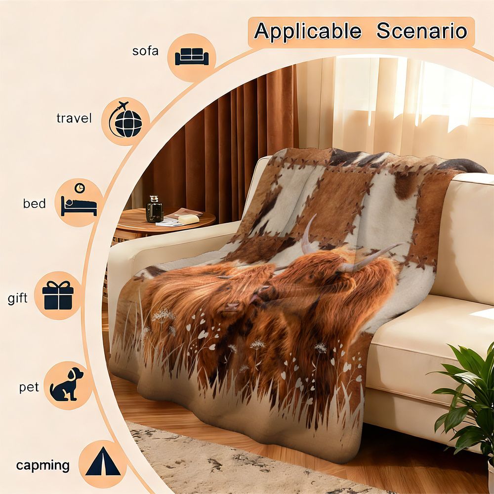 Highland Cattle Digital Print  - Highland Home Textiles ulasan dan harga