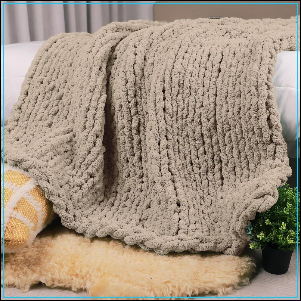Handmade Chunky Knit Throw Bla - Throw Blanket Chunky Knit ulasan dan harga