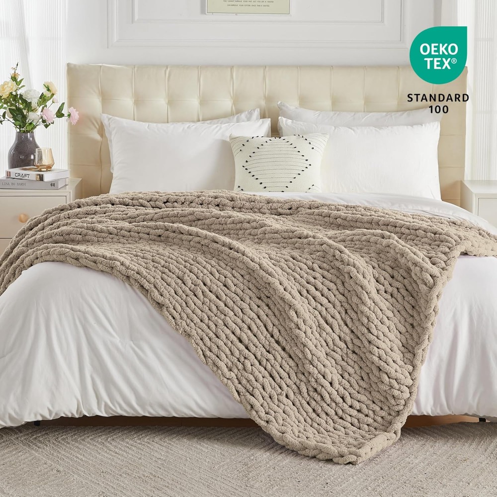Handmade Chunky Knit Throw Bla - Throw Blanket Chunky Knit ulasan dan harga