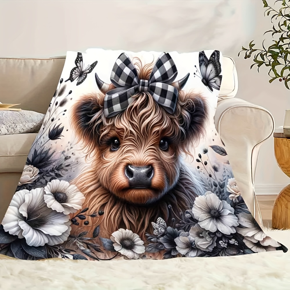 Highland Cow Plaid Blanket - C - Highland Home Textiles ulasan dan harga