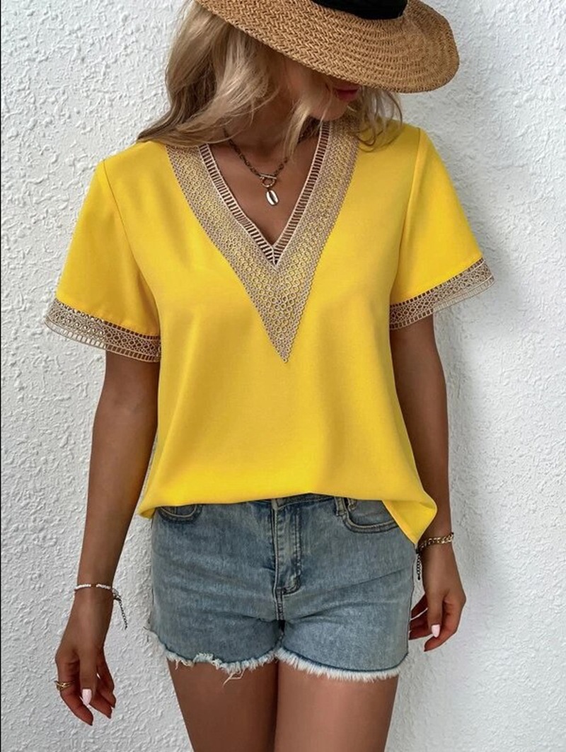 Elegant Blouse Fashion Short S - Quilt Cotton Summer ulasan dan harga