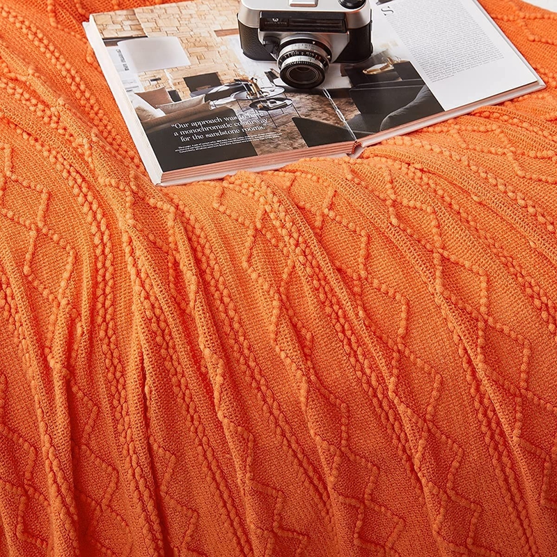 Orange Knitted Throw Blankets  - Throw Blanket Chunky Knit ulasan dan harga