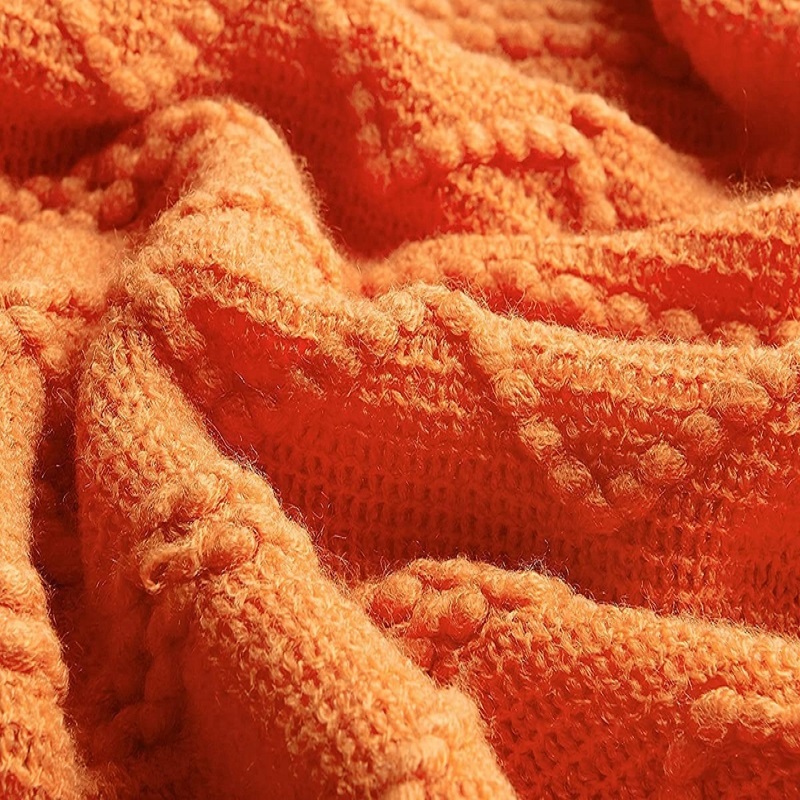 Orange Knitted Throw Blankets  - Throw Blanket Chunky Knit ulasan dan harga