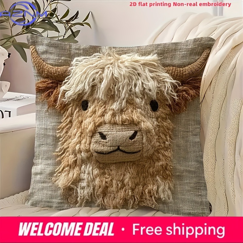 Cute Highland Cow Design 2D Fl - Highland Home Textiles ulasan dan harga