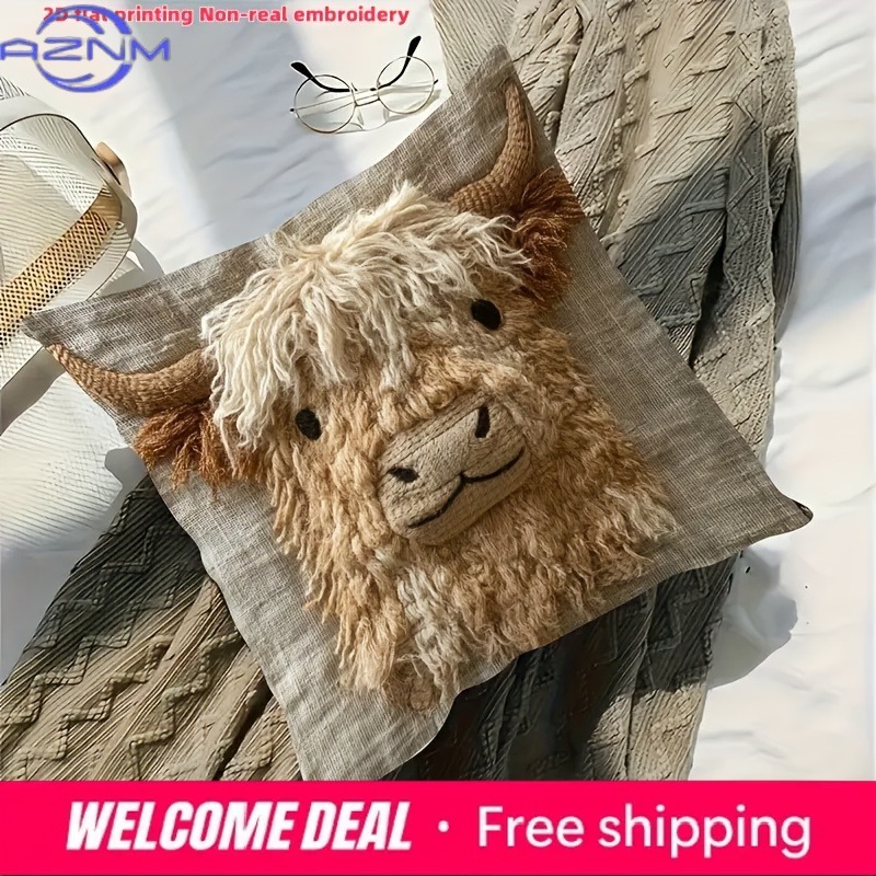 Cute Highland Cow Design 2D Fl - Highland Home Textiles ulasan dan harga