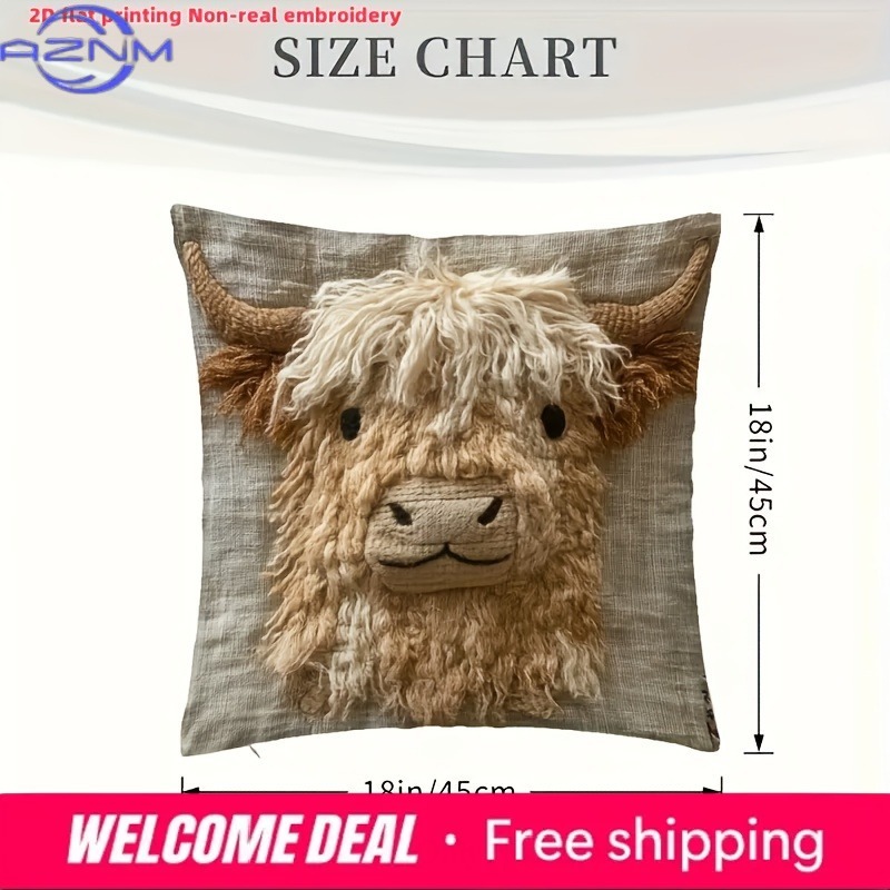 Cute Highland Cow Design 2D Fl - Highland Home Textiles ulasan dan harga