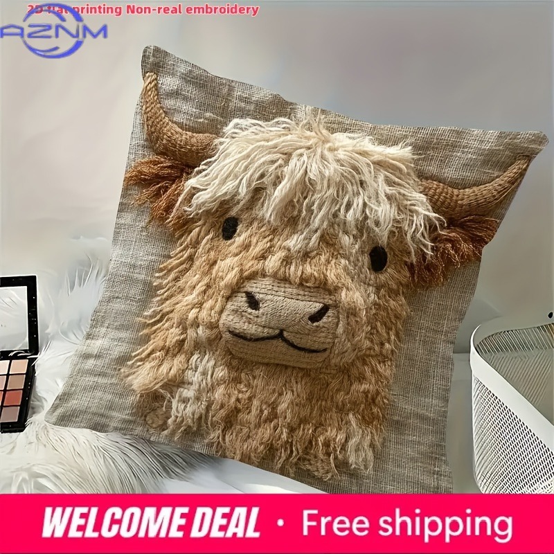 Cute Highland Cow Design 2D Fl - Highland Home Textiles ulasan dan harga