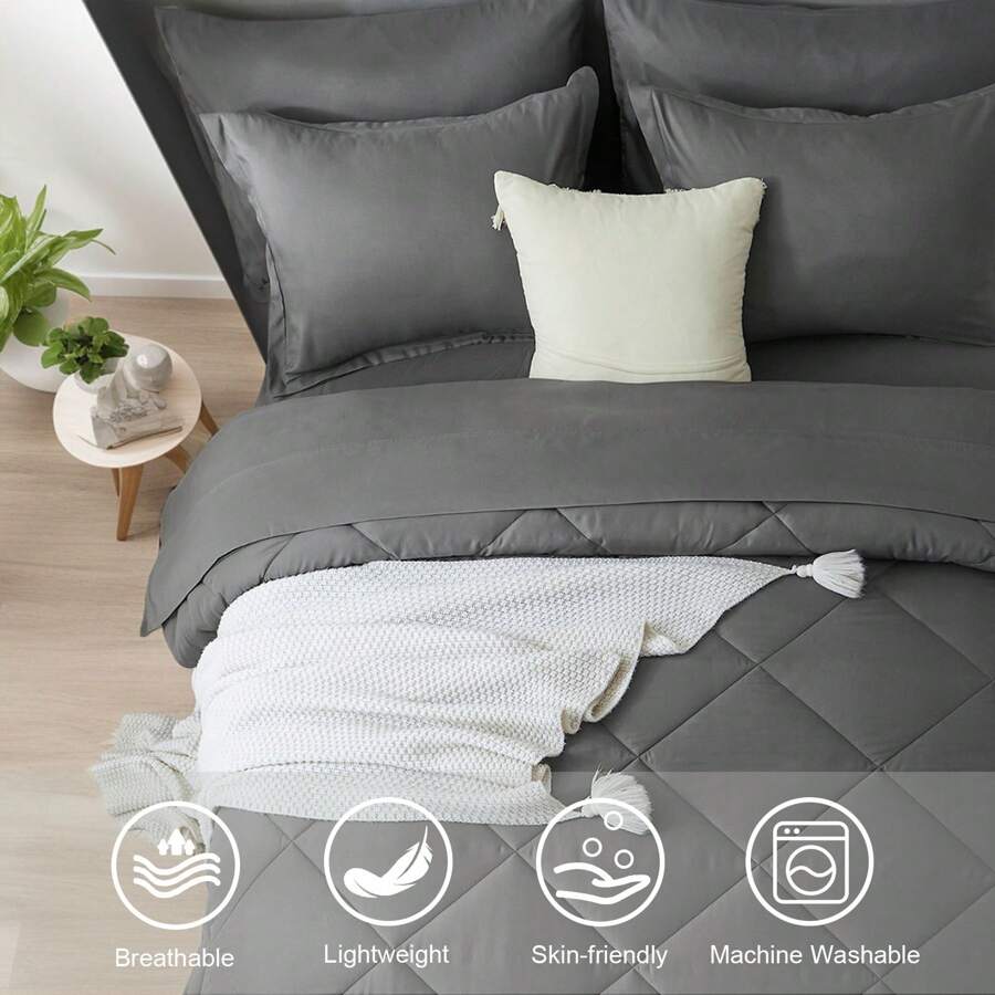 5/7 Piece Solid Color Bed Comf - Quilt Cotton Summer ulasan dan harga